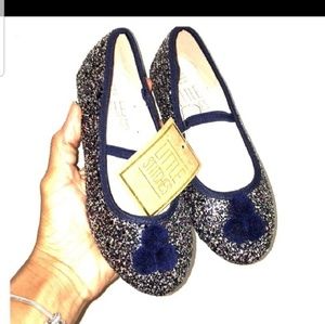 NWT Little stitches blue glitter flats